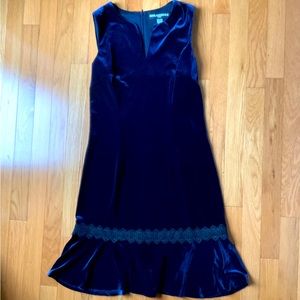 Navy blue velvet dress
